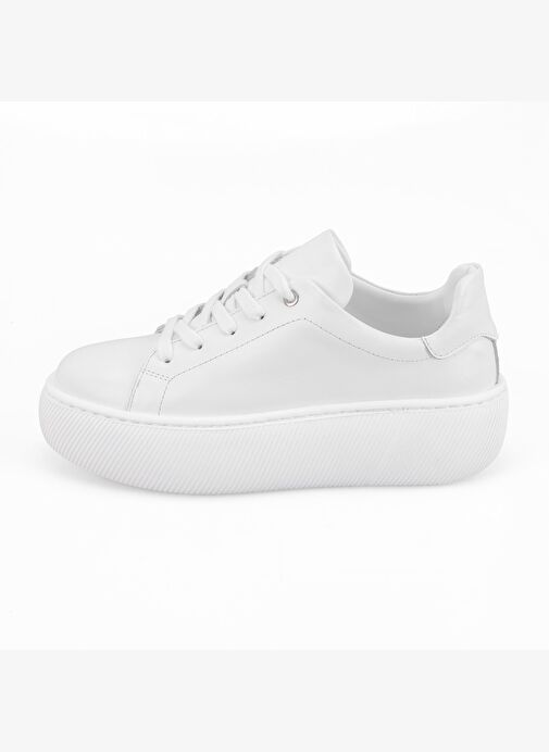Kadın Beyaz Deri Sneaker - Görsel 4