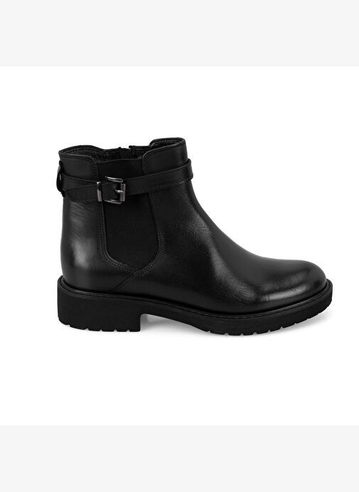 Kadın Kemer Aksesuarlı Siyah Lastikli Deri Chelsea Bot - Görsel 3