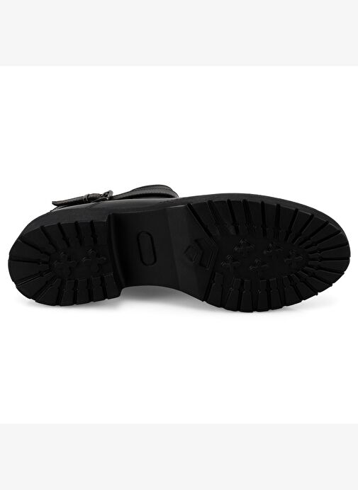 Kadın Kemer Aksesuarlı Siyah Lastikli Deri Chelsea Bot - Görsel 7