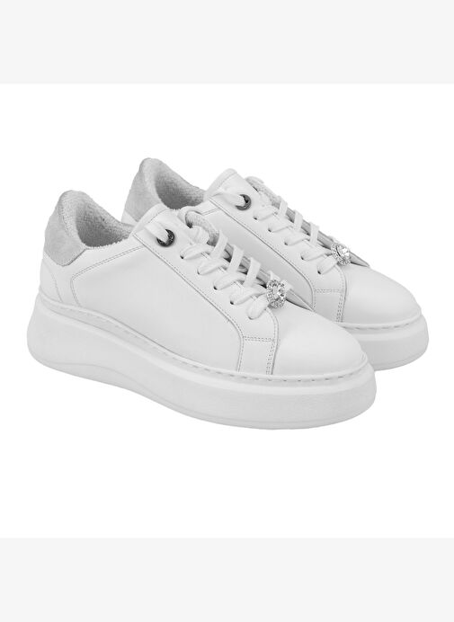 Kadın Beyaz Deri Spor Ayakkabı - Görsel 2