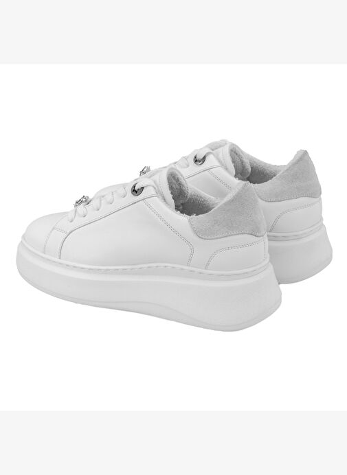 Kadın Beyaz Deri Spor Ayakkabı - Görsel 7