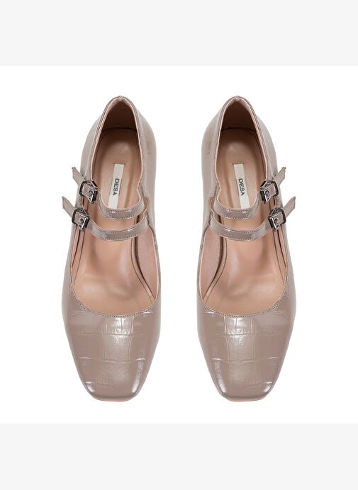 Kadın Bej Mary Jane Deri Klasik Ayakkabı - Görsel 5