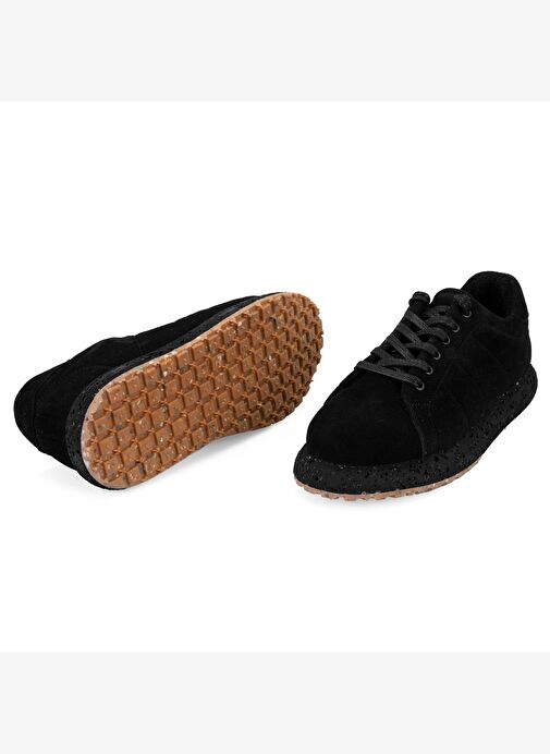 Kadın Siyah Süet Deri Sneaker - Görsel 4
