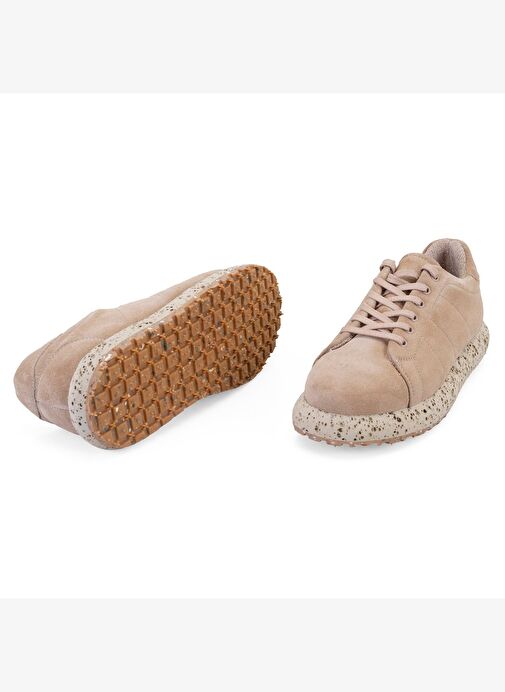 Kadın Bej Süet Deri Sneaker - Görsel 7