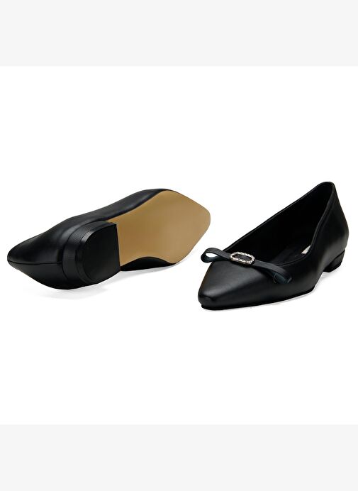 Kadın Siyah Deri Babet - Görsel 6