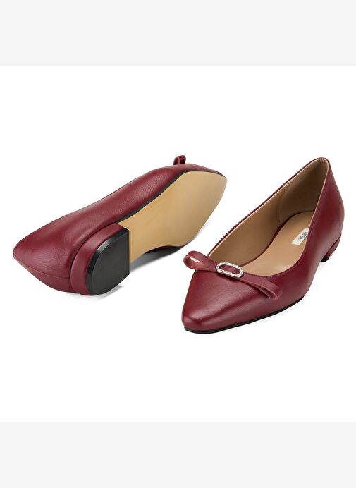 Kadın Bordo Deri Babet - Görsel 6