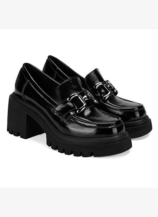 Kadın Siyah Topuklu Deri Günlük Ayakkabı - Görsel 3