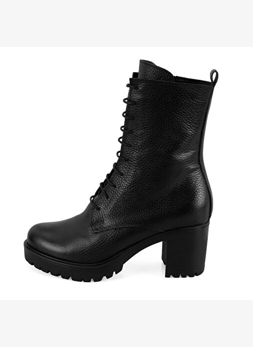 Kadın Siyah Topuklu Deri Bot - Görsel 4