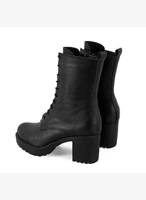 Kadın Siyah Topuklu Deri Bot - Görsel 5