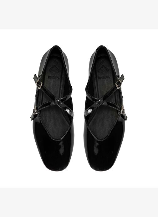 Kadın Siyah Mary Jane Deri Günlük Ayakkabı - Görsel 5