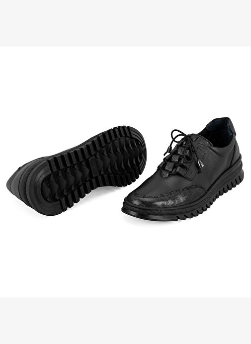 Kadın Siyah DesaComfort Deri Sneaker - Görsel 7