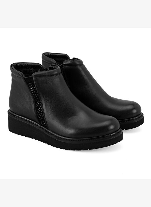 Paulina Siyah Kadın DesaComfort Lastikli Deri Bot - Görsel 2