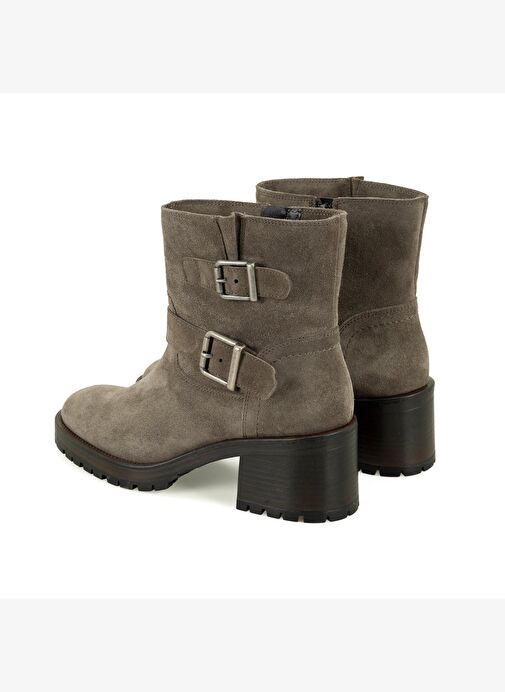 Brices Kemer Aksesuarlı Vizon Kadın Topuklu Süet Bot - Görsel 6