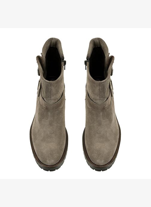 Brices Kemer Aksesuarlı Vizon Kadın Topuklu Süet Bot - Görsel 7