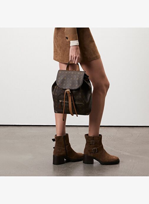 Brices Kemer Aksesuarlı Taba Kadın Topuklu Süet Bot - Görsel 2