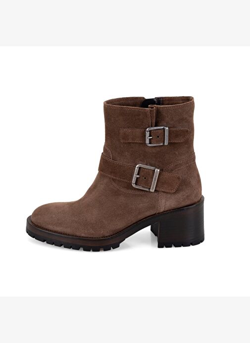 Brices Kemer Aksesuarlı Taba Kadın Topuklu Süet Bot - Görsel 5