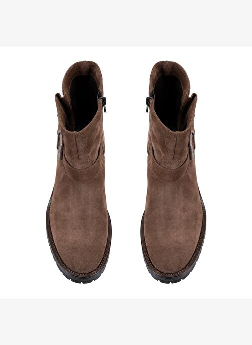 Brices Kemer Aksesuarlı Taba Kadın Topuklu Süet Bot - Görsel 7