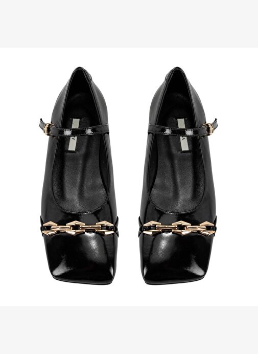 Kadın Siyah Mary Jane Deri Babet - Görsel 7