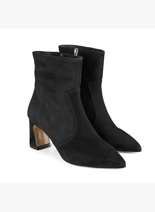 Kadın Siyah Topuklu Süet Bot - Görsel 2