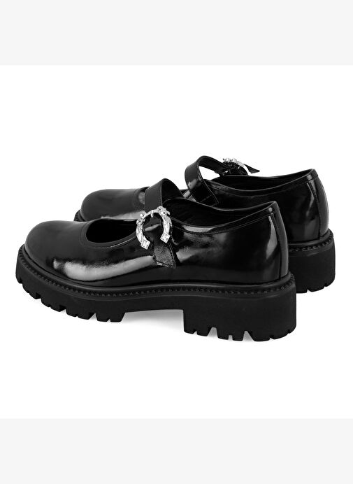 Kadın Siyah Ayarlanabilir Tokalı Deri Günlük Ayakkabı - Görsel 7