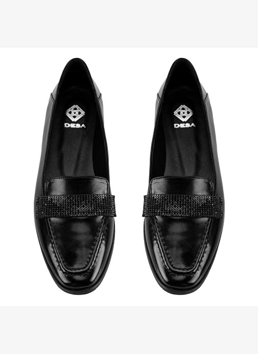 Kadın Siyah Deri Babet - Görsel 5