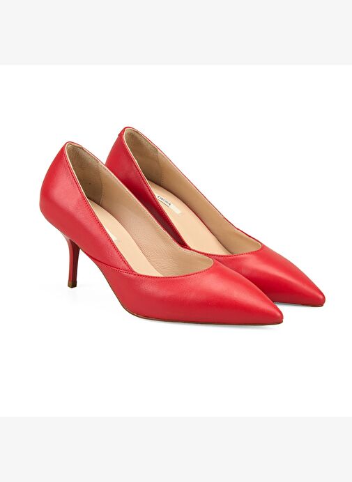 Kadın Kırmızı Topuklu Deri Stiletto - Görsel 2