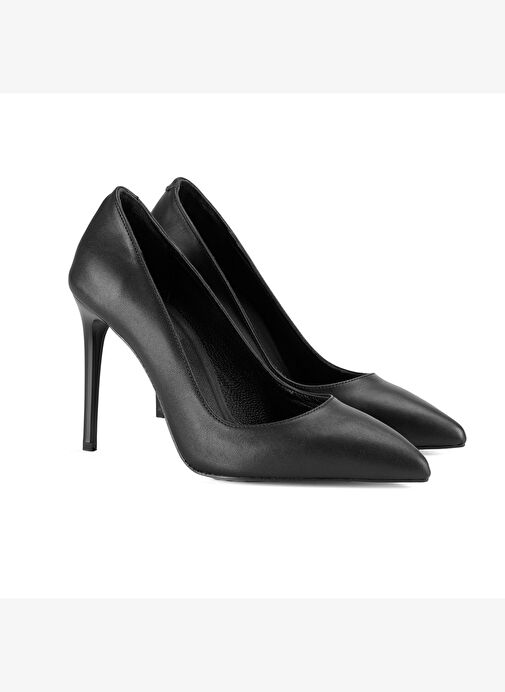 Kadın Siyah Klasik Deri Stiletto - Görsel 2