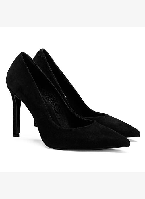 Kadın Siyah Süet Stiletto - Görsel 2