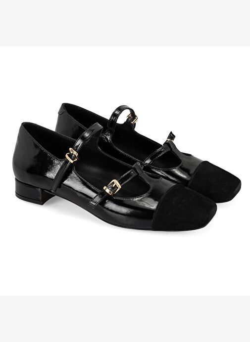 Kadın Siyah Mary Jane Rugan Babet - Görsel 3