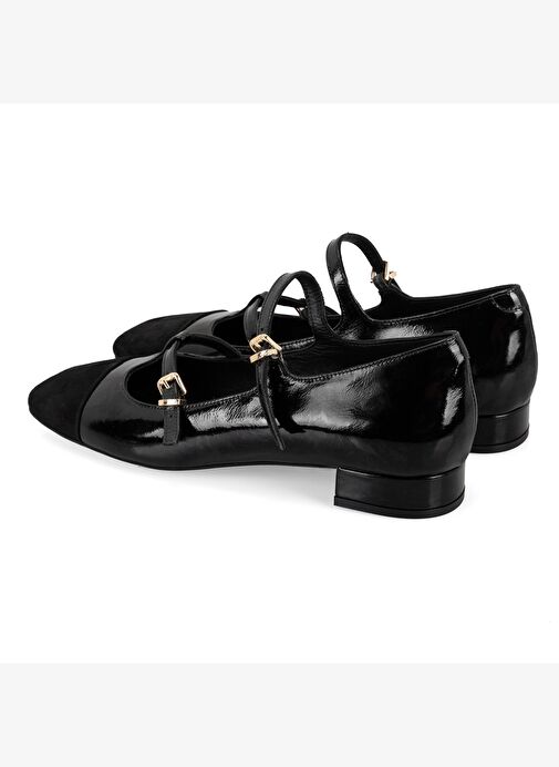 Kadın Siyah Mary Jane Rugan Babet - Görsel 7