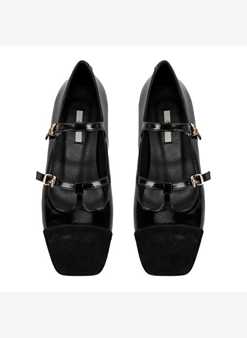 Kadın Siyah Mary Jane Rugan Babet - Görsel 8