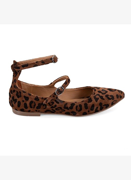 Kadın Kahve Leopar Mary Jane Deri Babet - Görsel 3