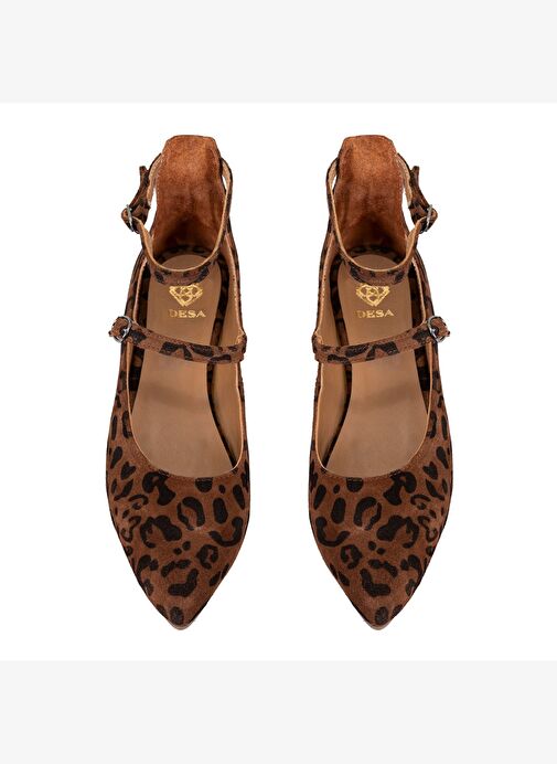 Kadın Kahve Leopar Mary Jane Deri Babet - Görsel 8
