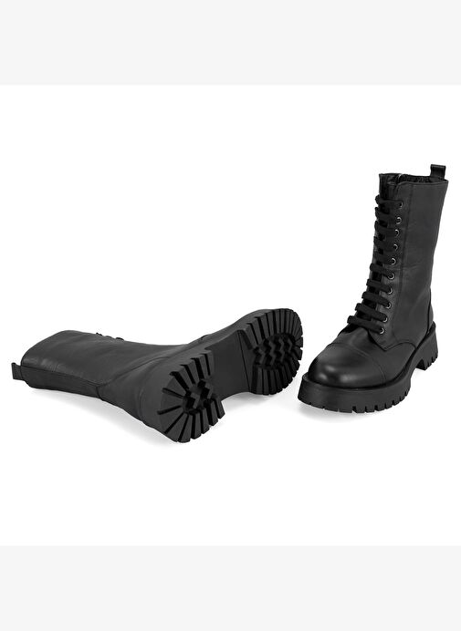 Kadın Siyah Deri Bot - Görsel 8