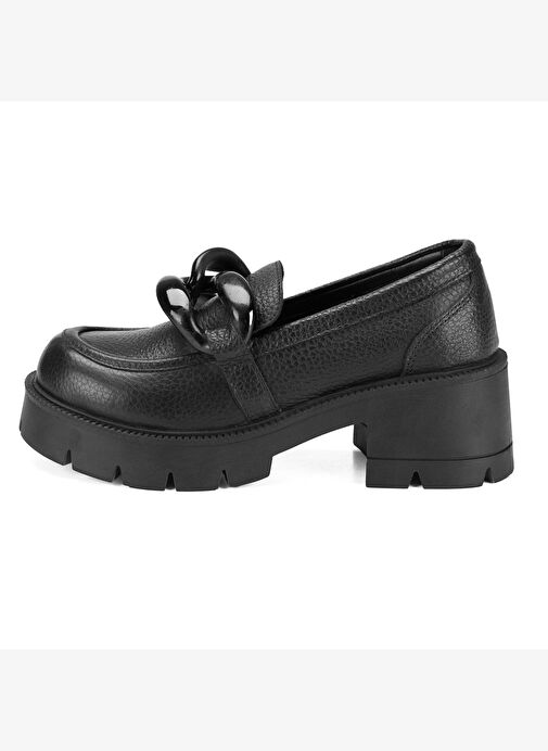 Desa Desa Kadın Siyah Deri Topuklu Loafer | Boyner Siyah - 4. görsel