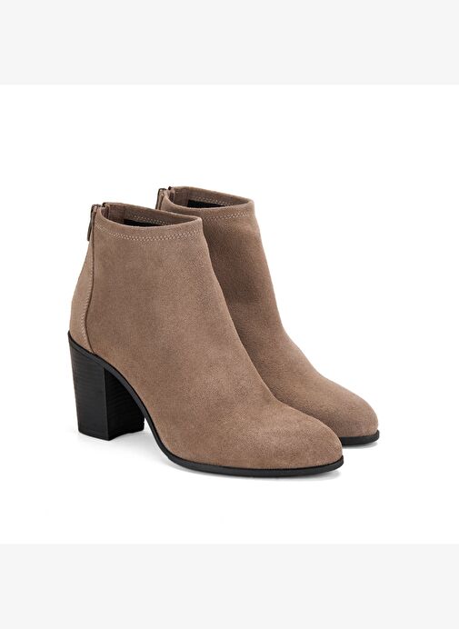 Kadın Vizon Fermuarlı Topuklu Süet Bot - Görsel 2