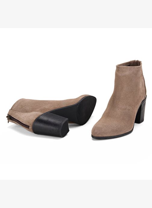 Kadın Vizon Fermuarlı Topuklu Süet Bot - Görsel 6