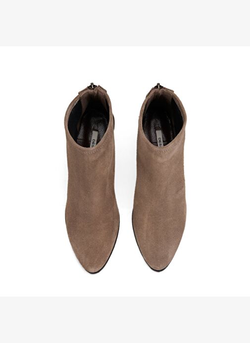 Kadın Vizon Fermuarlı Topuklu Süet Bot - Görsel 7