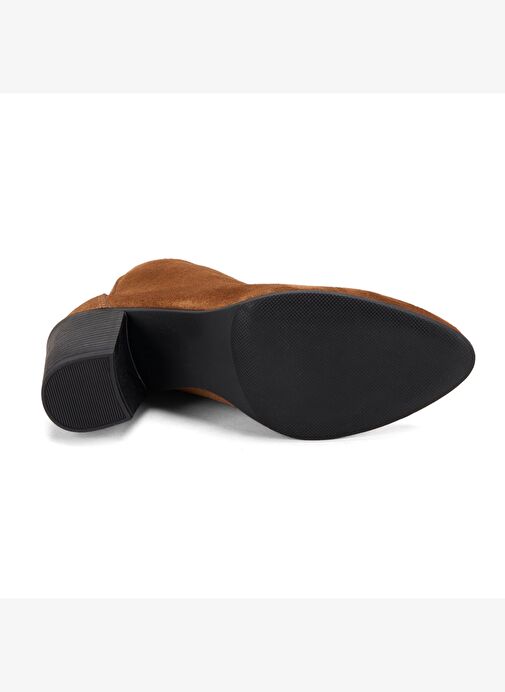 Kadın Taba Fermuarlı Topuklu Süet Bot - Görsel 5