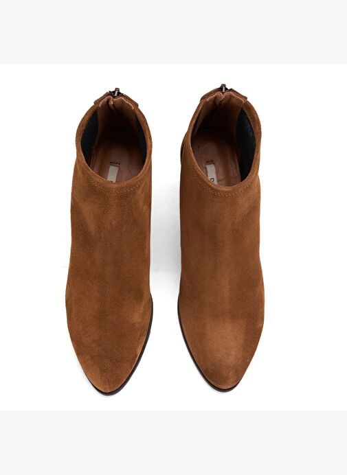 Kadın Taba Fermuarlı Topuklu Süet Bot - Görsel 7