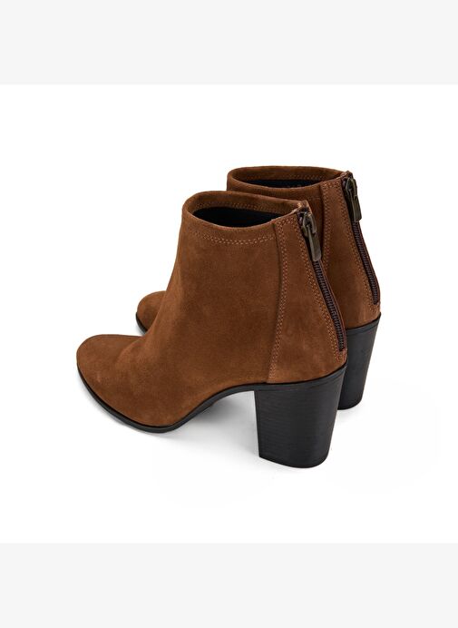 Kadın Taba Fermuarlı Topuklu Süet Bot - Görsel 8