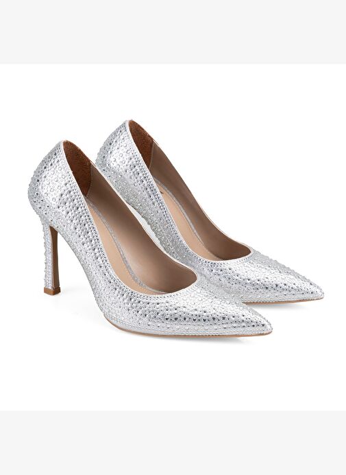 Kadın Gümüş Klasik Topuklu Ayakkabı - Görsel 2