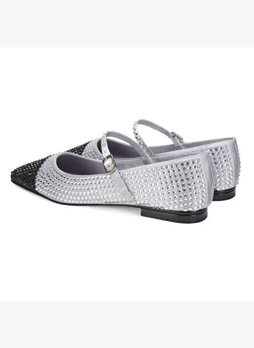 Kadın Gümüş Parlak Taş Detaylı Mary Jane Babet - Görsel 7