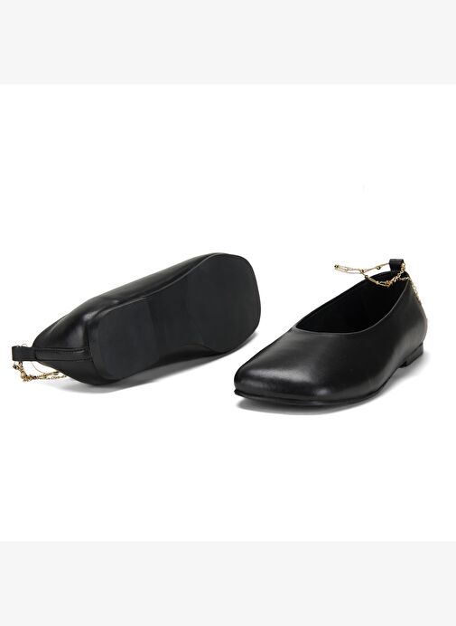 Kadın Siyah Zincir Detaylı Babet - Görsel 6