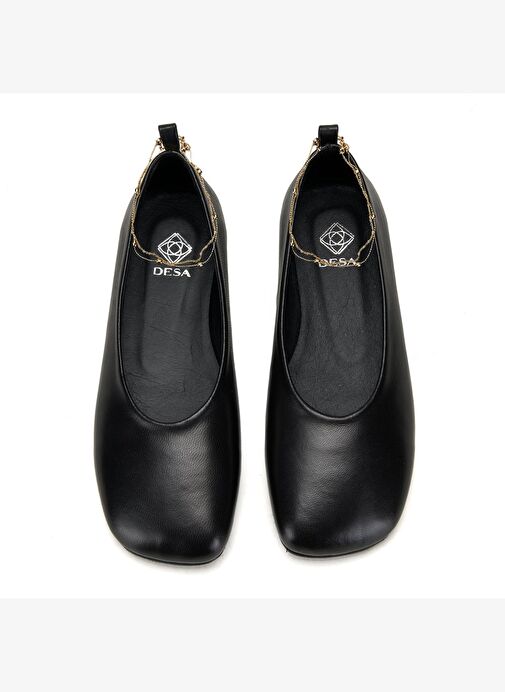 Kadın Siyah Zincir Detaylı Babet - Görsel 7