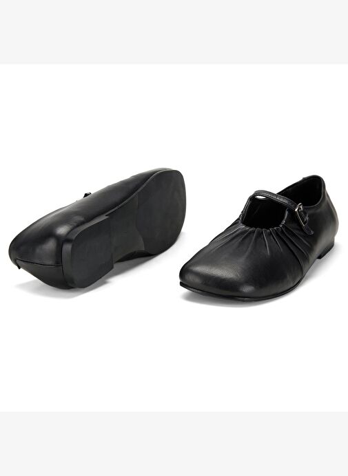 Kadın Siyah Mary Jane Deri Babet - Görsel 6