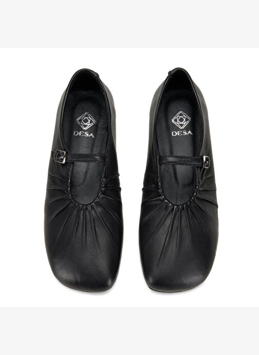 Kadın Siyah Mary Jane Deri Babet - Görsel 7