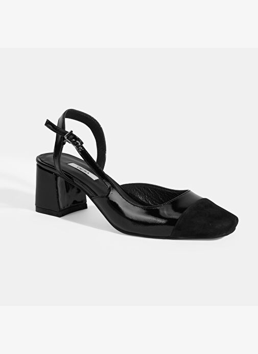 Kadın Siyah Deri Topuklu Klasik Ayakkabı - Görsel 5
