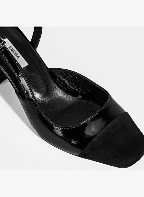Kadın Siyah Deri Topuklu Klasik Ayakkabı - Görsel 7