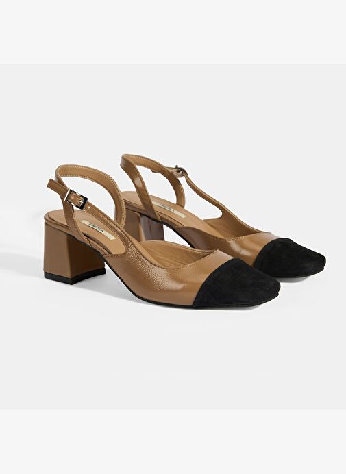 Kadın Kahve Deri Topuklu Klasik Ayakkabı - Görsel 3